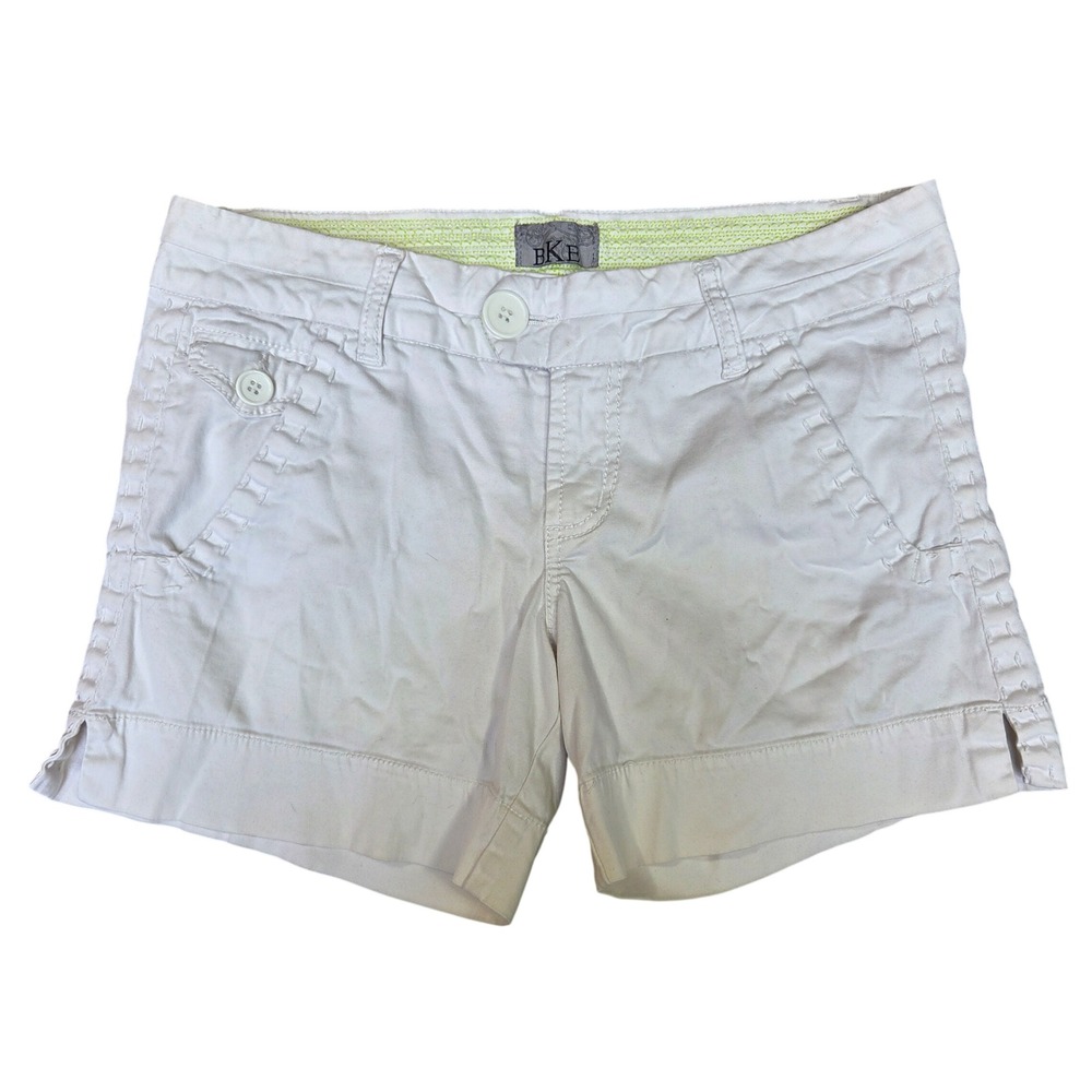 BKE Buckle White Whipstitch Low Rise Chino Shorts Size 30 SS01-6017 Y2k 2000s